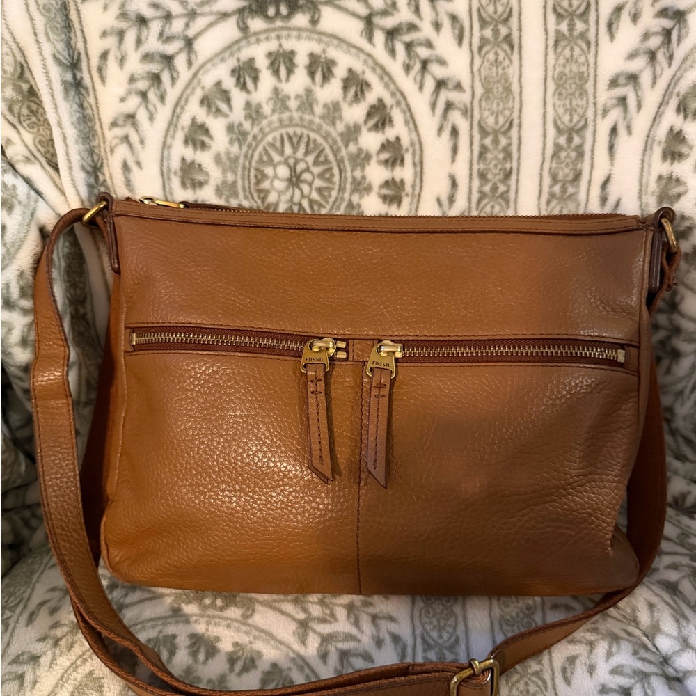 Fossil Brown Leather Crossbody Shoulder Bag
